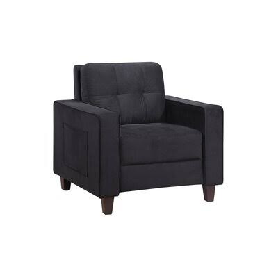 Kertina 33.86'' Wide Tufted Velvet Armchair Latitude Run Fabric: Black Velvet