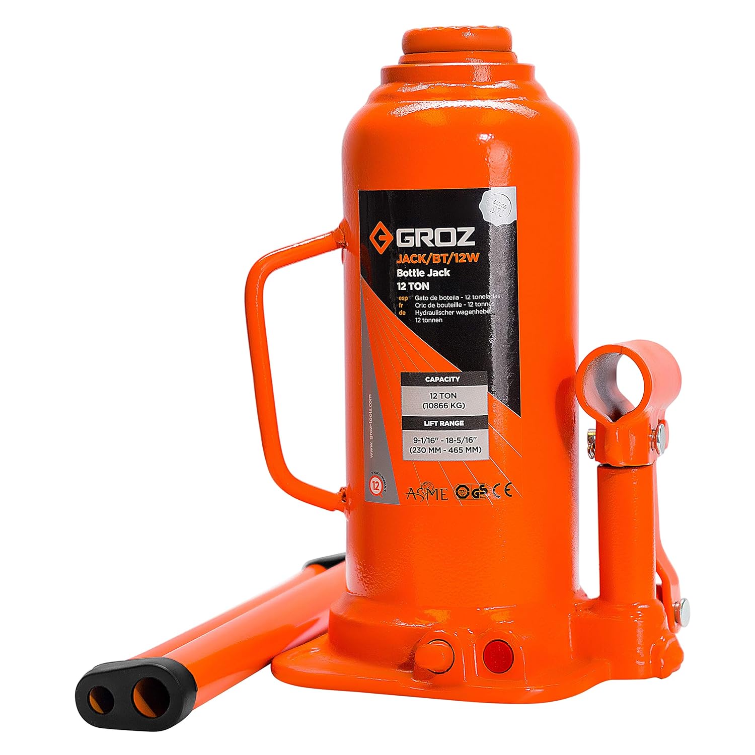 Groz 61714 12Ton Welding Type Bottle Jack With Load limiting Device