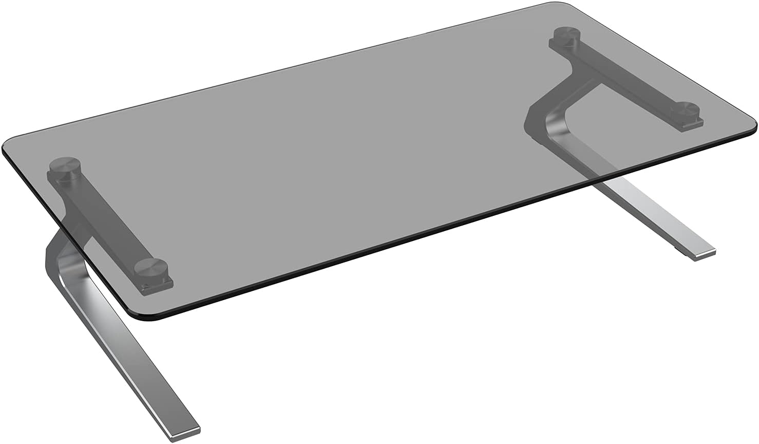 Monitor Stand, Yanavee Tempered Glass Computer Monitor Stand Riser, Multimedia Desktop Stand for Computer, Laptop, Flat Screen TV, Ergonomic Office Desk Shelf, 18.11 x 9.45 inch, Euro Gray Pack of 2