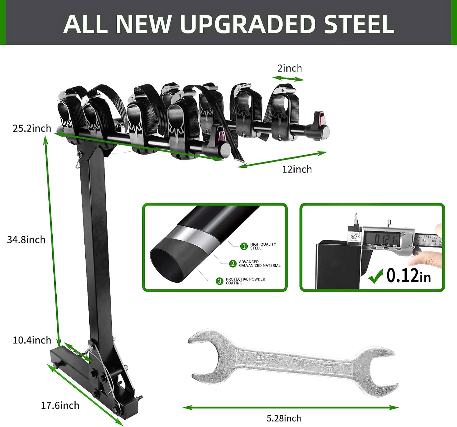 4-Bike Hitch Racks, Bike Rack Compatible with Both 2'' Hitch Receiver, Double Foldable Rack for Cars, Trucks, SUV's and Minivans, Firm and Simple Installation