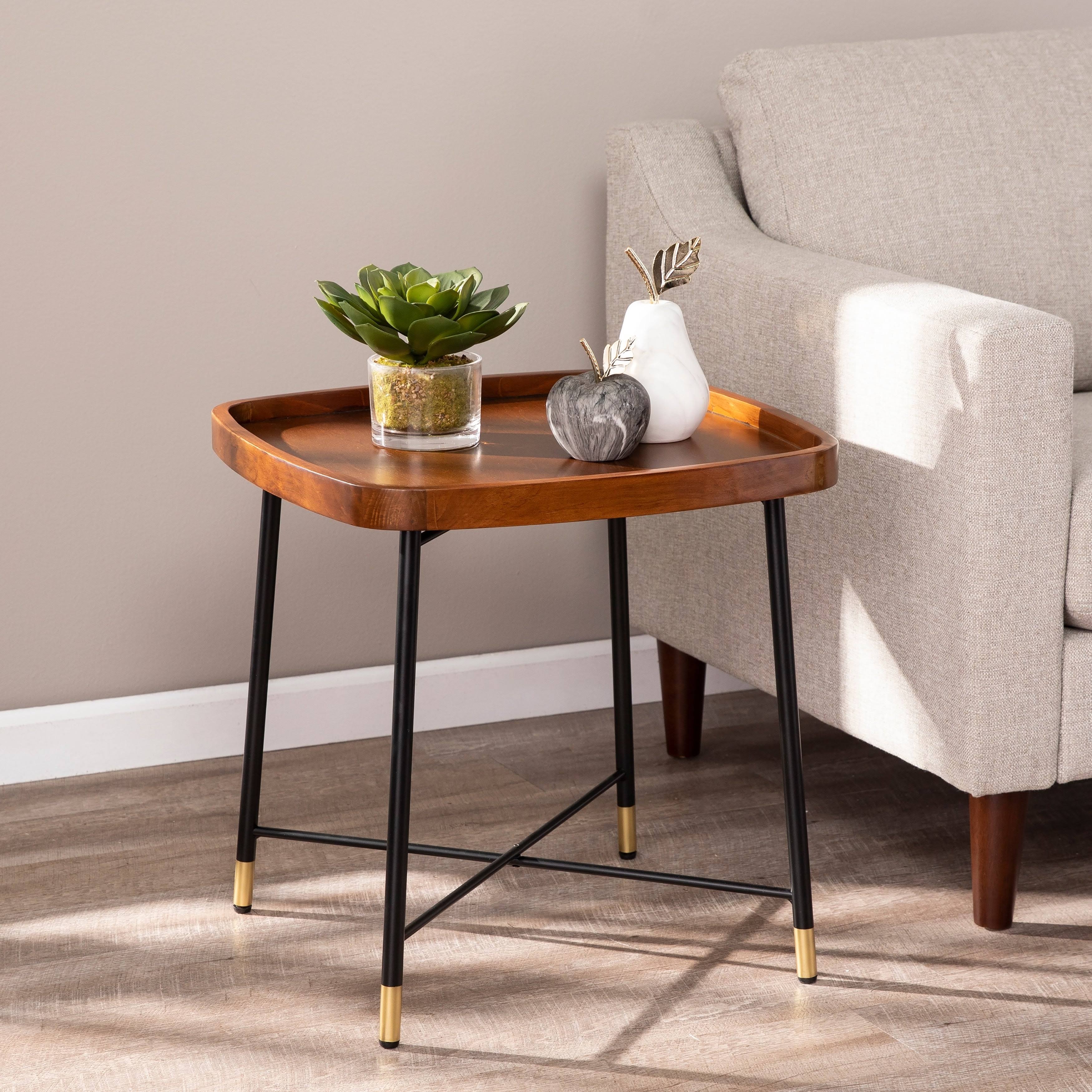 Carson Carrington Malvina Midcentury Modern Square End Table - Wood/MDF - Brown/Black