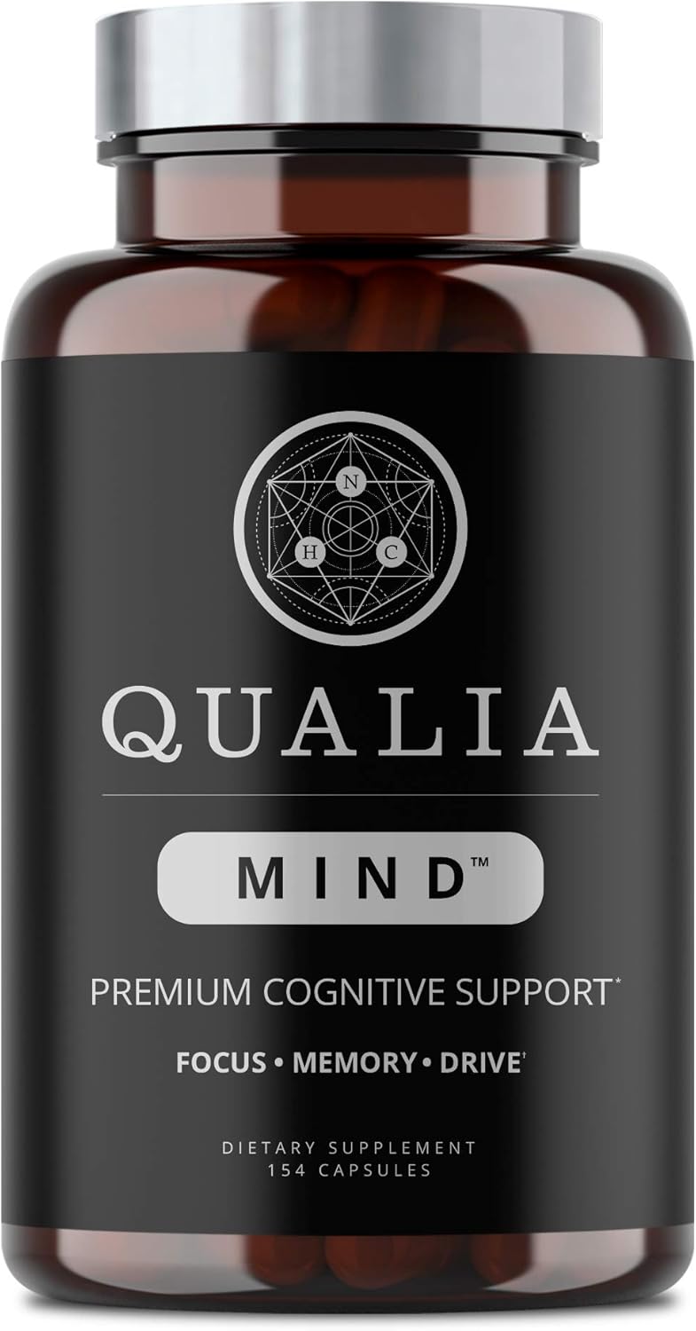 Qualia Mind Nootropics | Top Brain Supplement for Memory, Focus, Mental Energy, and Concentration with Ginkgo biloba, Alpha GPC, Bacopa monnieri, Celastrus paniculatus, DHA & More.(154 Ct)