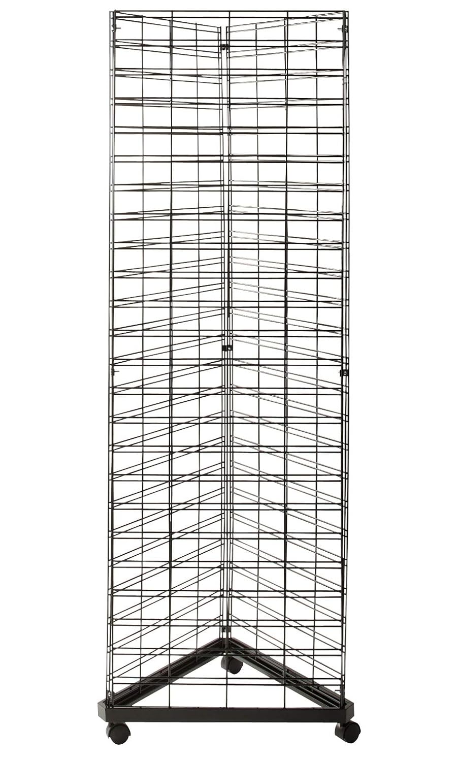 Black Triangle Slat Grid Tower with Base & Casters
