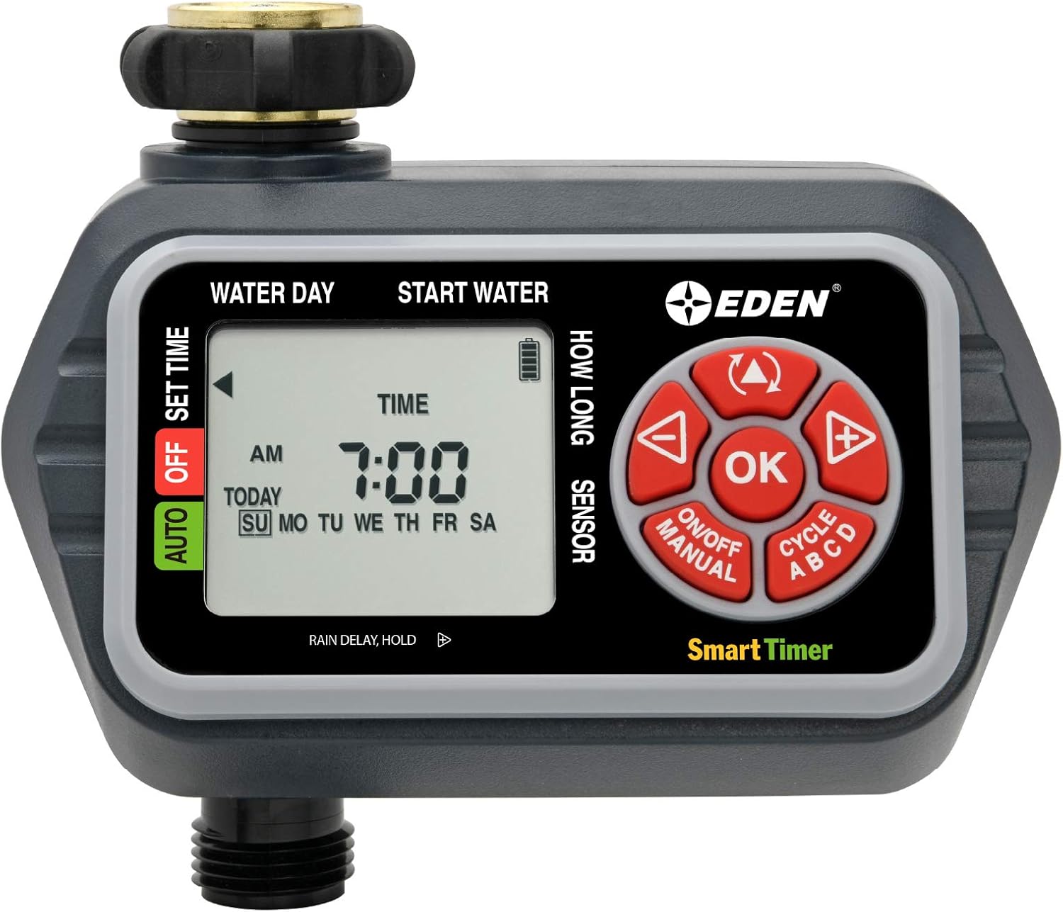 Eden 93413 Programmable Digital Water Timer 4-Zone, Compatible with Wireless Soil Moisture Sensor Pack of 2