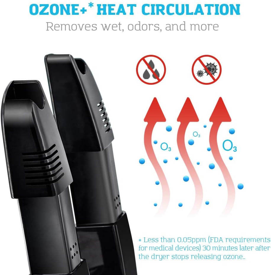 DR.PREPARE Boot Dryer Shoe Dryer Ozone, Glove Dryer & Boot Warmer with Heat Blower, Portable Adjustable Rack and Timer, Folding Design & Quick Drying for Shoes, Gloves, Hats, Socks, Ski Boots (Ozone)