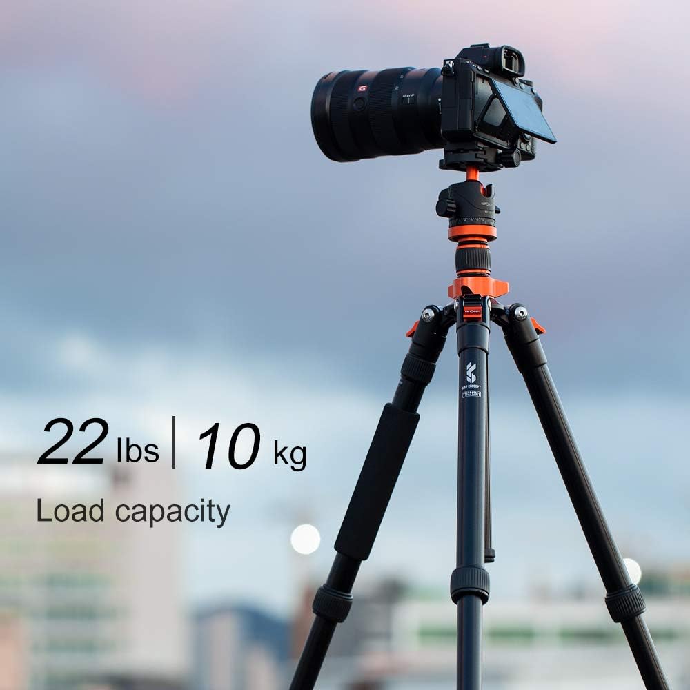 K&F Concept 67 inch Camera Tripods,TM2515M1 Compact Travel Tripod with Monopod,10kg/22lbs Load Capacity 360° Panorama Ball Head Compatible with DSLR Cameras