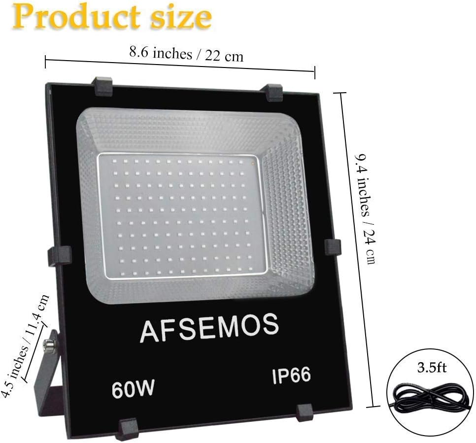 AFSEMOS LED Black Light,High Power 60W LED Flood Light,AFSEMOS IP66-Waterproof with Plug for Black Lights Parties,Birthdays,Glow in The Dark,Poster Fluorescent Effect,Curing