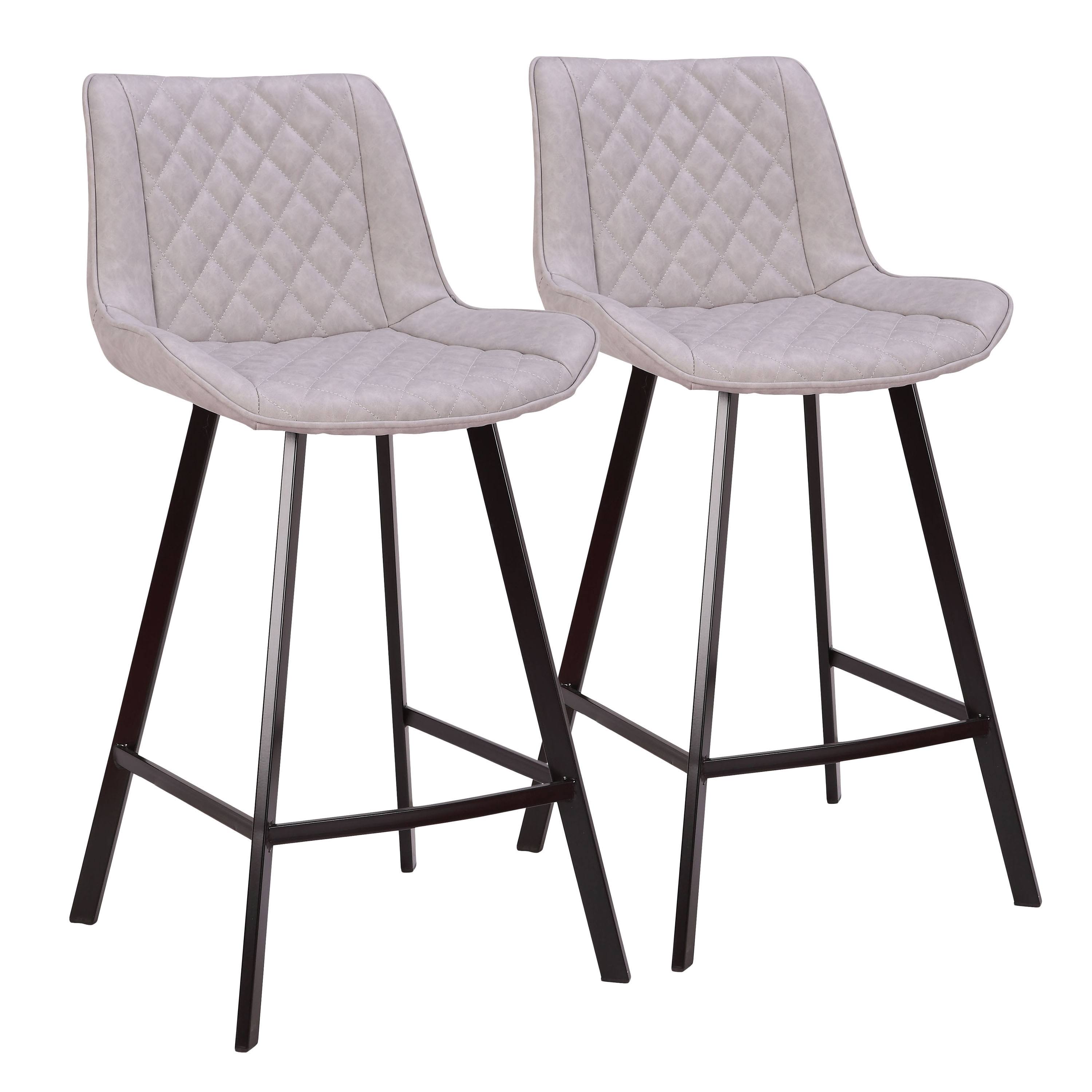 LumiSource Wayne Counter Stool - Set of 2 - Black, Grey