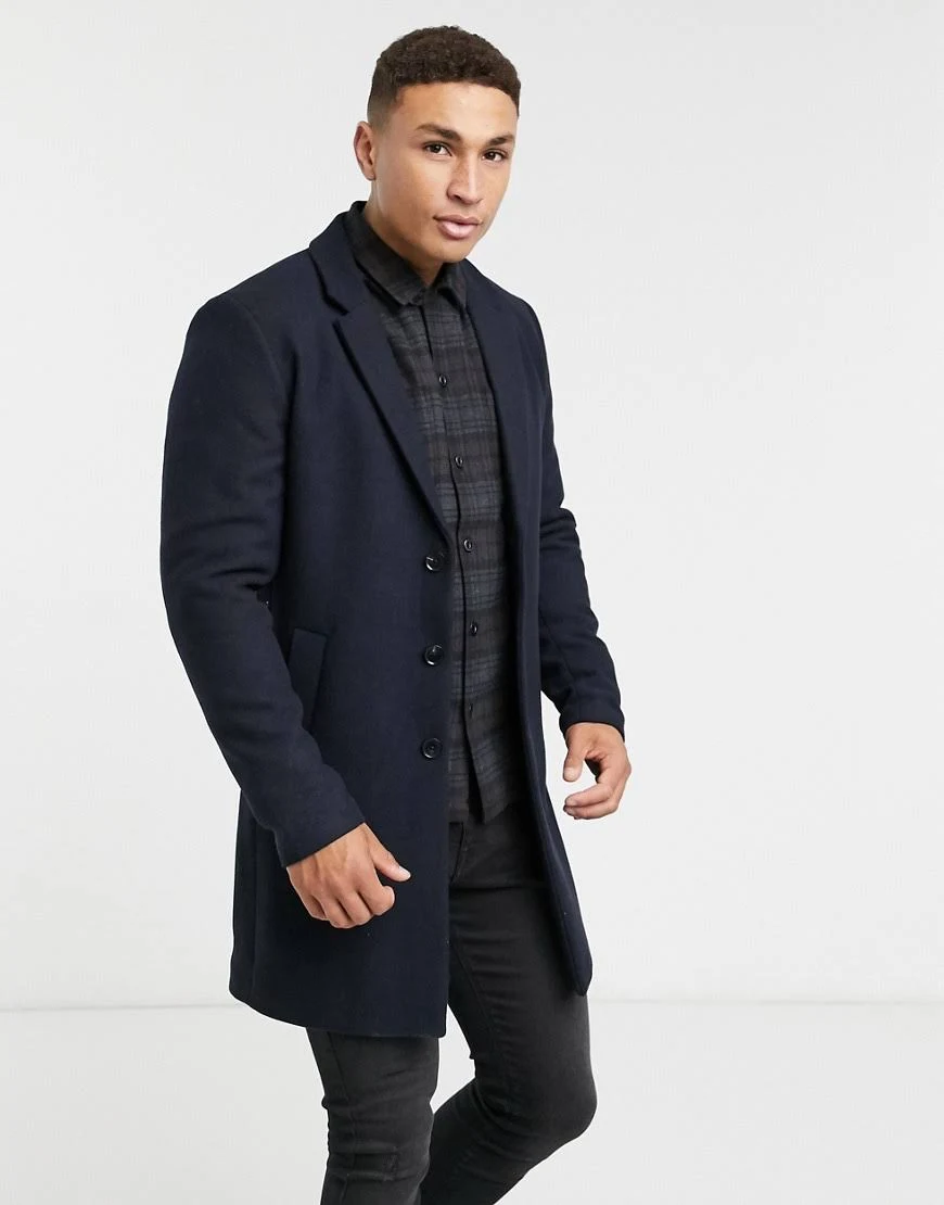 Jack u0026 Jones Premium Overcoat in Navy