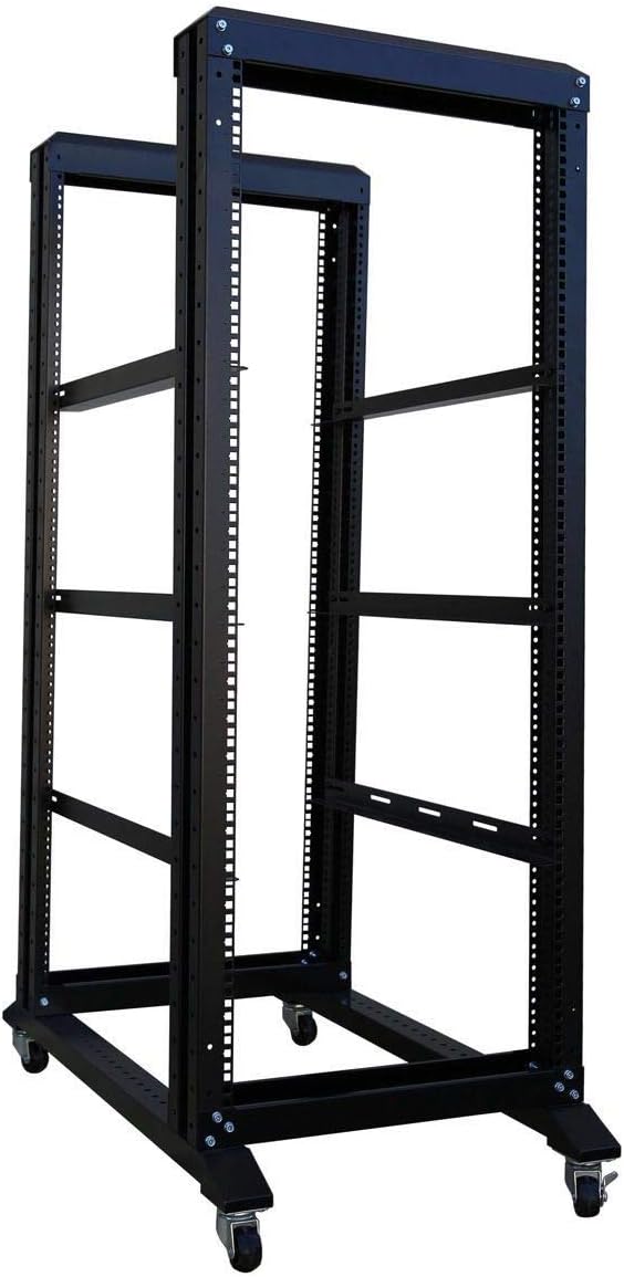 Raising Electronics Server Rack Open Frame Rack 4 Post 19 inch Adjustable Server/Audio Rack Cold Rolled Steel(15U,17 Depth)