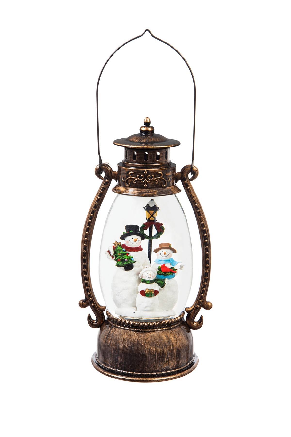 Snowman Choir LED Lantern with Spinning Action 10x22