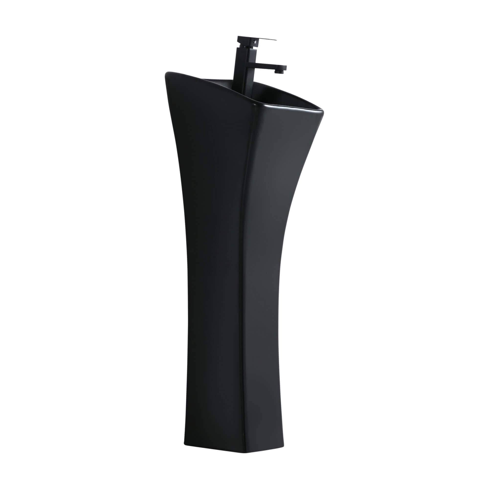 Fine Fixtures WD1211BL 34.25x22 Vitreous China Rectangular Pedestal Bathroom Sink with Overflow Sink Finish: Black