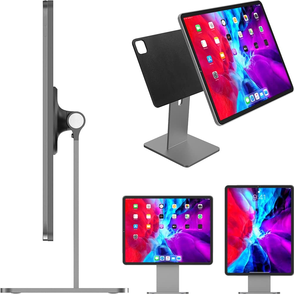 CharJenPro MagFlott magnetic stand for iPad Pro 12.9&rdquo; space gray. 6&rsquo; usb c cable, strong magnets, 360 rotation, 180 tilt. As seen on Kickstarter