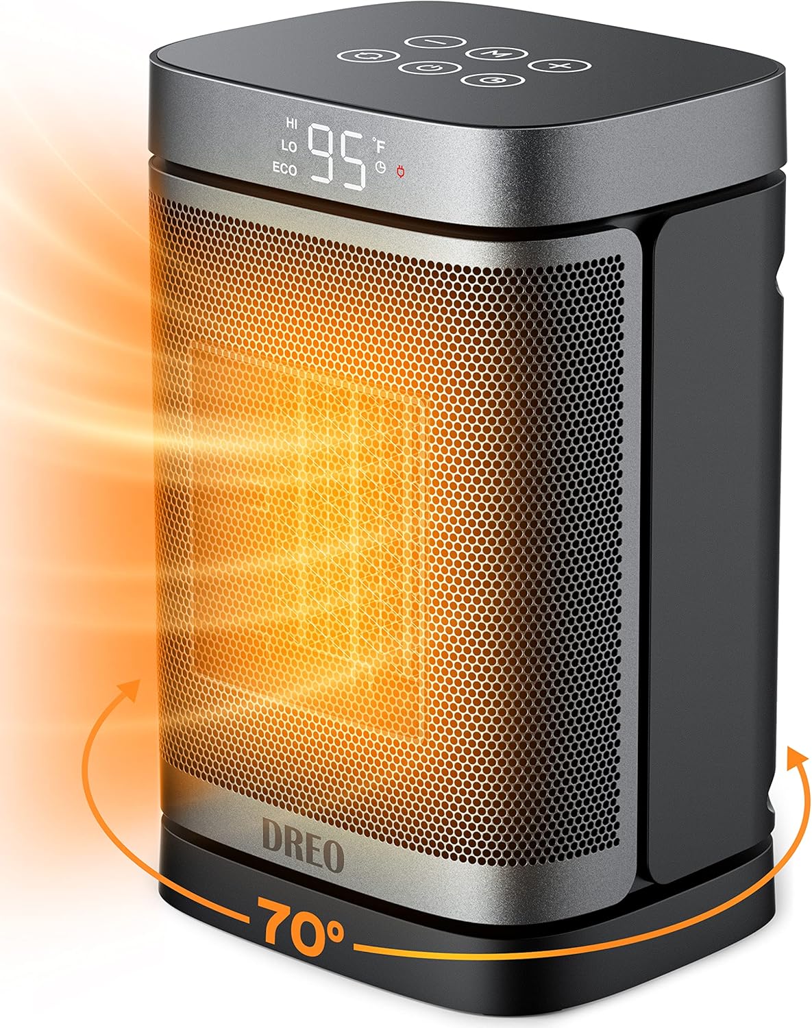Dreo Portable Space Heater, 70&deg;Oscillating Electric Heaters with Digital Thermostat, 1500W PTC Ceramic Heater, 4 Modes, 12h Timer, Safety Quiet Heating, Small Heater for Bedroom, Office, Indoor Use