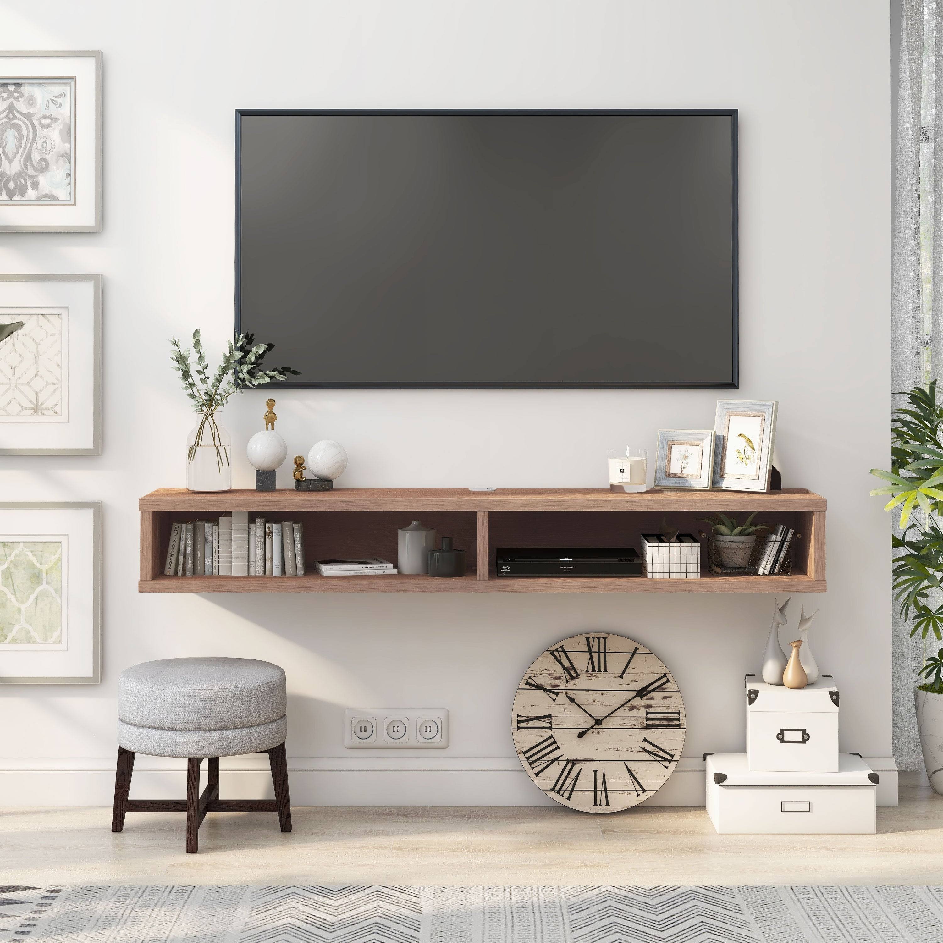 Carson Carrington Rydstorp Floating Wall-Mounted Media Console (Black and Gold)