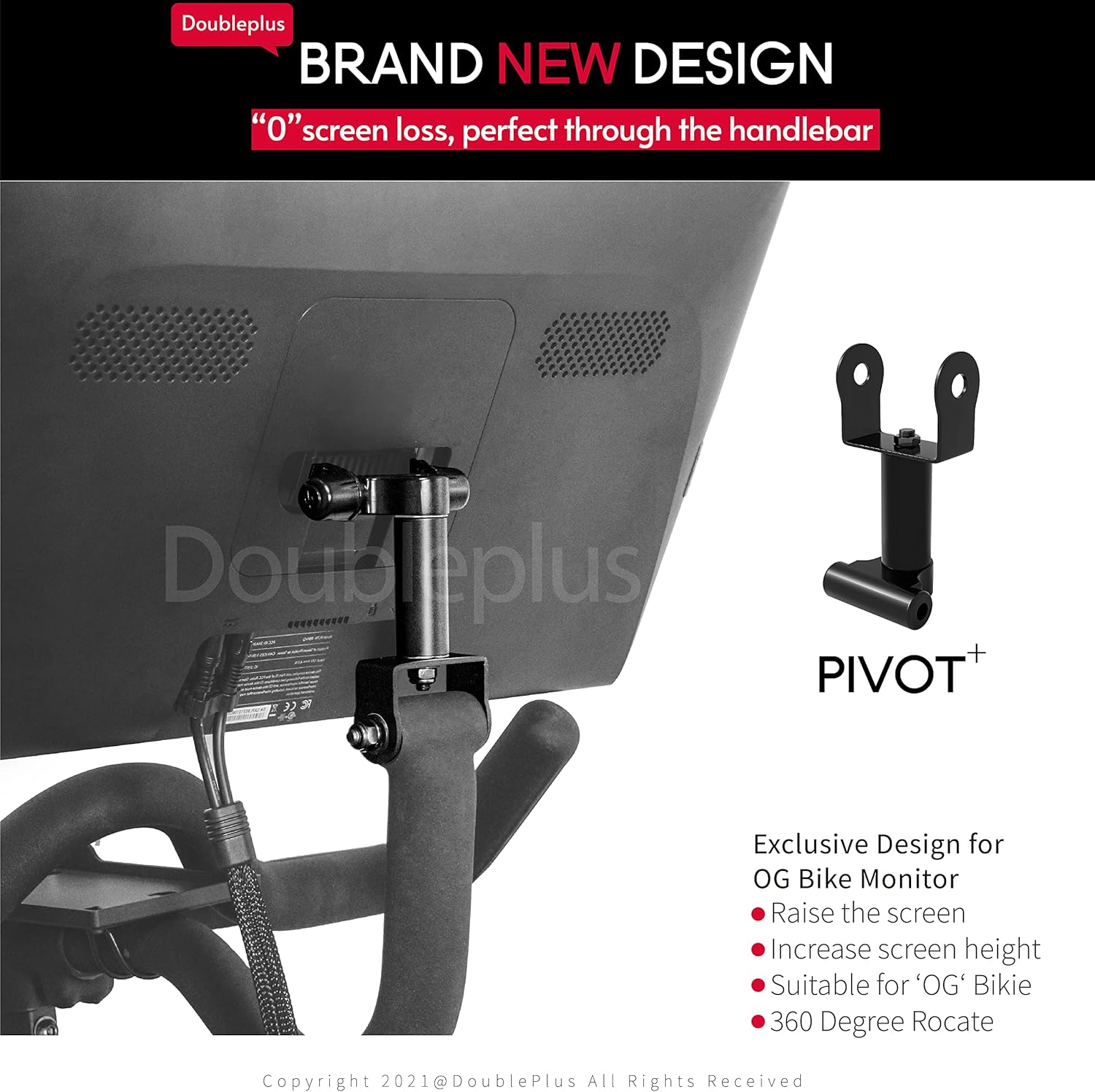 Doubleplus Pivot for Peloton Bike, Upgraded Swivel for Peloton Screen, 360 Degree Adjuster, Easily Adjust & Rotate Your Peloton Screen, Accessories for Peloton (Not for Peloton Bike+)