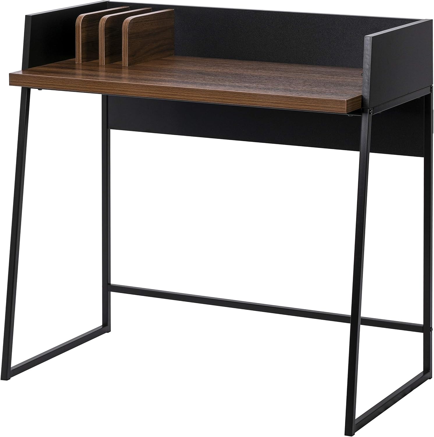 Spirich Small Computer Desk with Hutch 35 inches,Home Office Writing Desk with Hutch for Small Spaces, Walnut Finish
