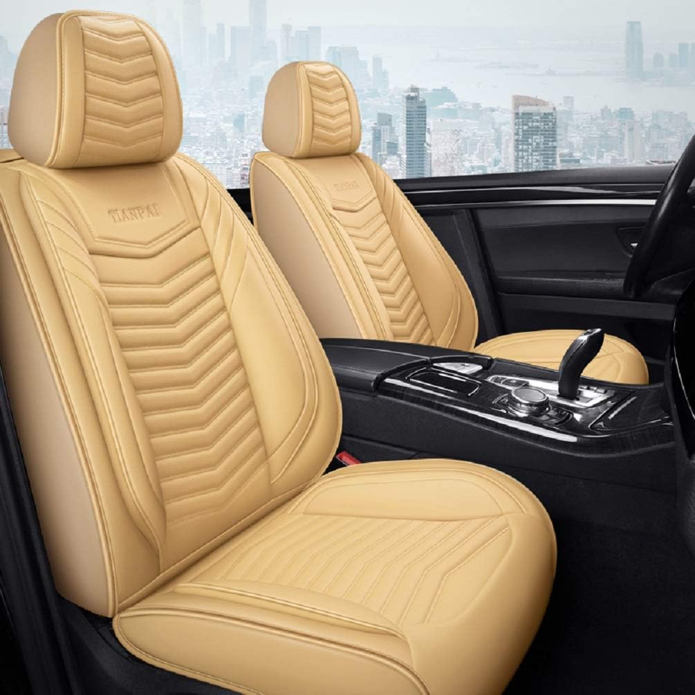 Feng Mang Series Luxury Leather Car Seat Covers 5 Seats Full Set Universal Fit (Black-red)