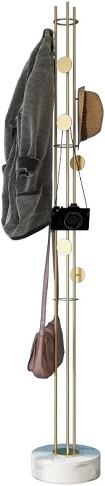 LWSX Floor Coat Rack Coat Rack,Floor-to-Ceiling Coat Rack,Marble Base Vertical Coat Rack, Modern Creative Bedroom Corridor Independent Coat Rack Easy to Assemble (Color : Gold)