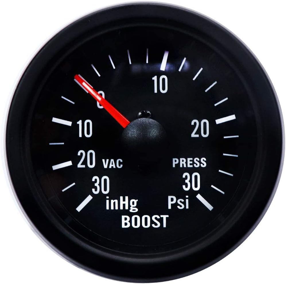MOTOR METER RACING Boost/Vacuum Gauge Kit - Mechanical Hose 30 Inhg -30 Psi - 2-1/16