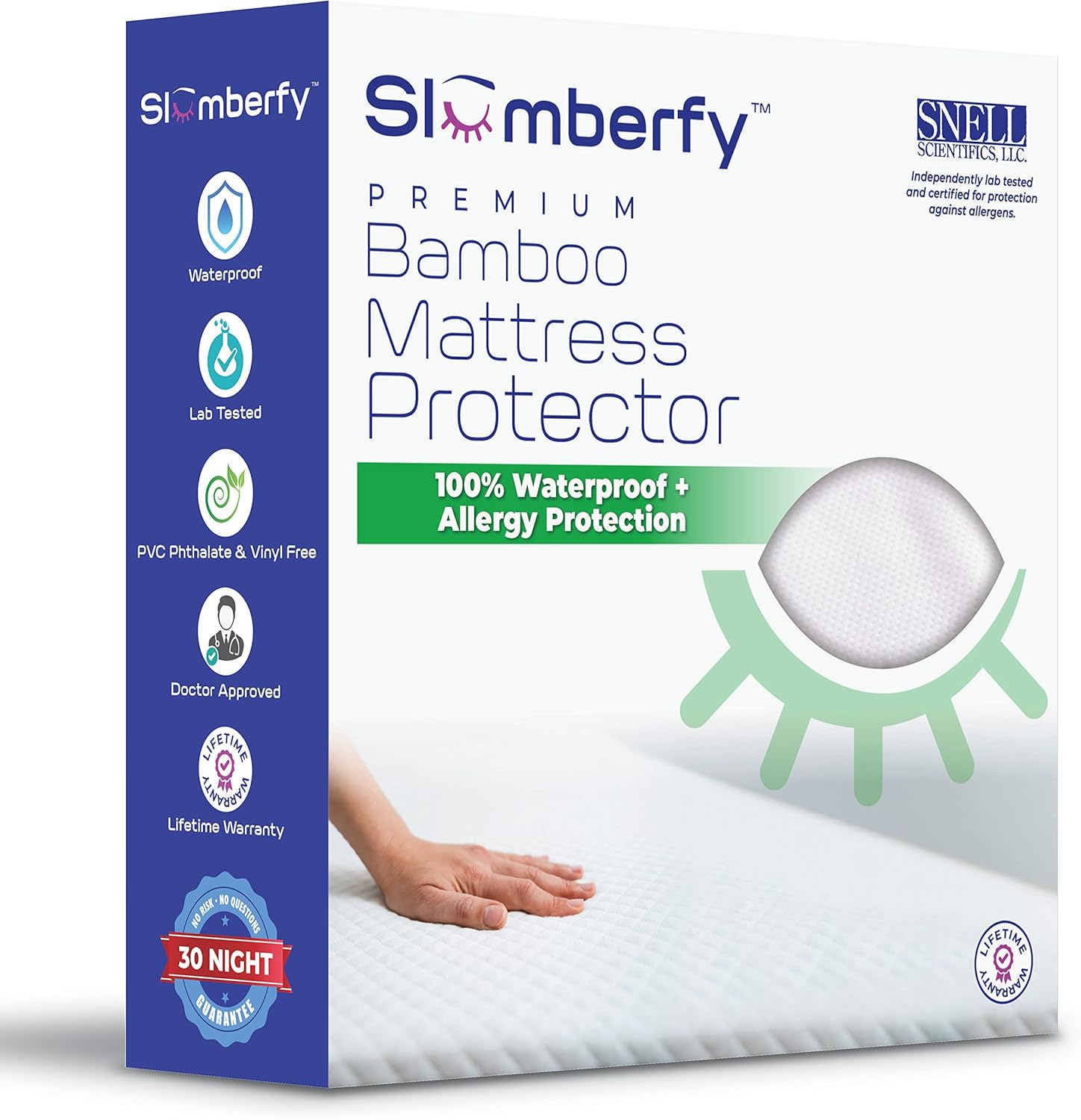 Waterproof Mattress Protector by Slumberfy | Hypoallergenic Bamboo Mattress Protector | Natural + Breathable Jacquard Fabric | King Mattress Cover &ndash; 76x80&rdquo;