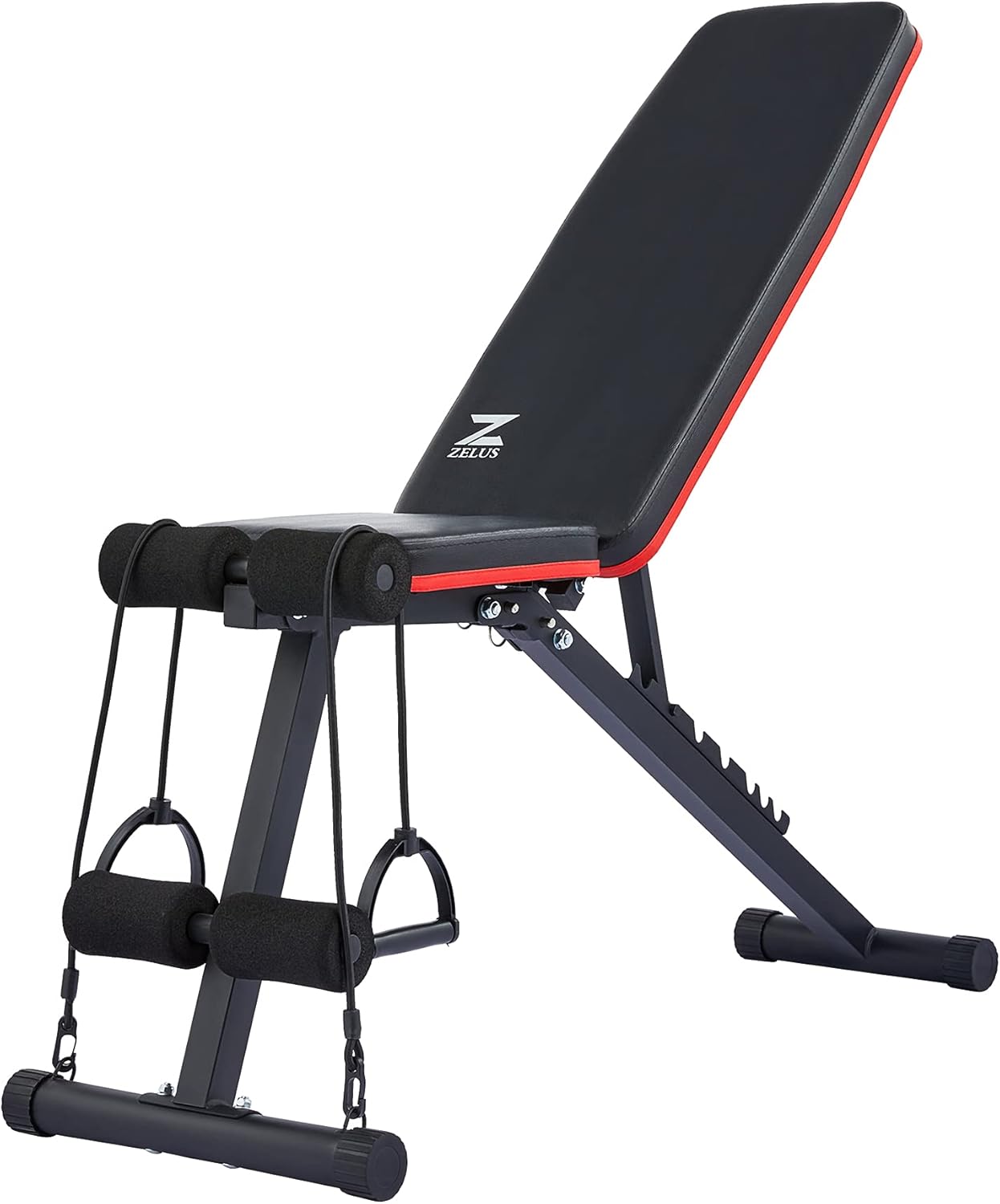 ZELUS Adjustable Weight Bench and Resistance Band Set, Bench Press Bench and Exercise Bands for Home Gym Strength Training, Workout Bench for Home Dumbbell Barbell Kettlebell Fitness and More Pack of 2