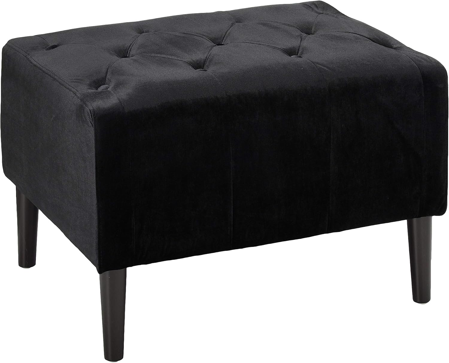 Christopher Knight Home Kimiko Tufted Velvet Ottoman, Black / Dark Brown