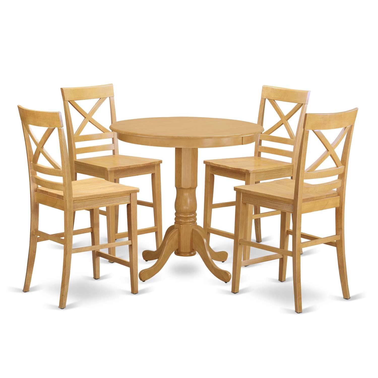 East West Furniture Jackson 5 Piece Counter Height Dining Table Set - Pub Table and 4 Bar Stools