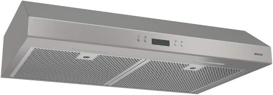 BROAN NuTone BCDJ136SS Glacier Range Hood with Light Exhaust Fan for Under Cabinet, 0.6 Sones, 400 CFM, 36-inch, Stainless Steel