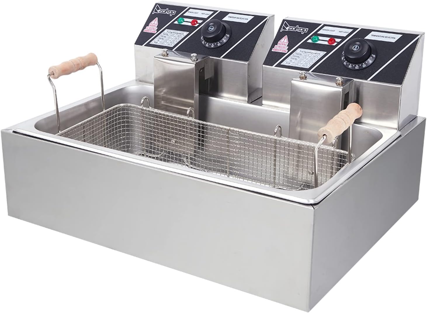 Savins 110V Oil Consumption 12.7Qt/12L Oil Pan Total Capacity 23.26Qt/22L Stainless Steel Large Single-Cylinder Electric Fryer 5000W Max