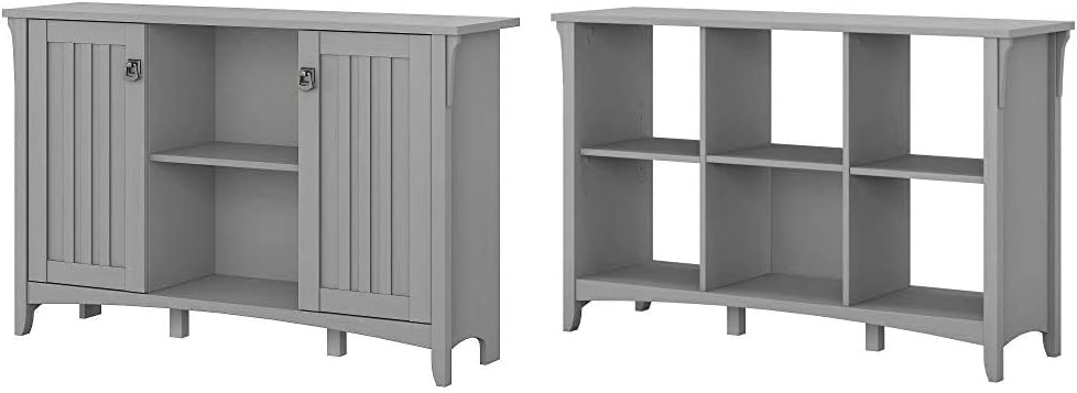 Bush Furniture Accent Storage Cabinet with Doors, Cape Cod Gray & Salinas 6 Cube Organizer, Cape Cod Gray