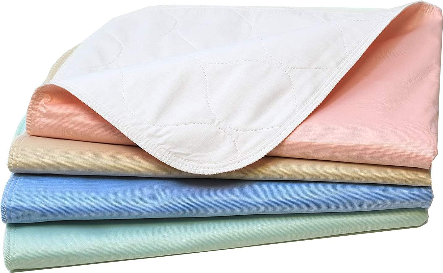 4 Pack - 34x36 Waterproof Reusable Incontinence Underpads/Washable Incontinence Bed Pads - Green, Tan, Pink and Blue - Great for Adults, Kids and Pets