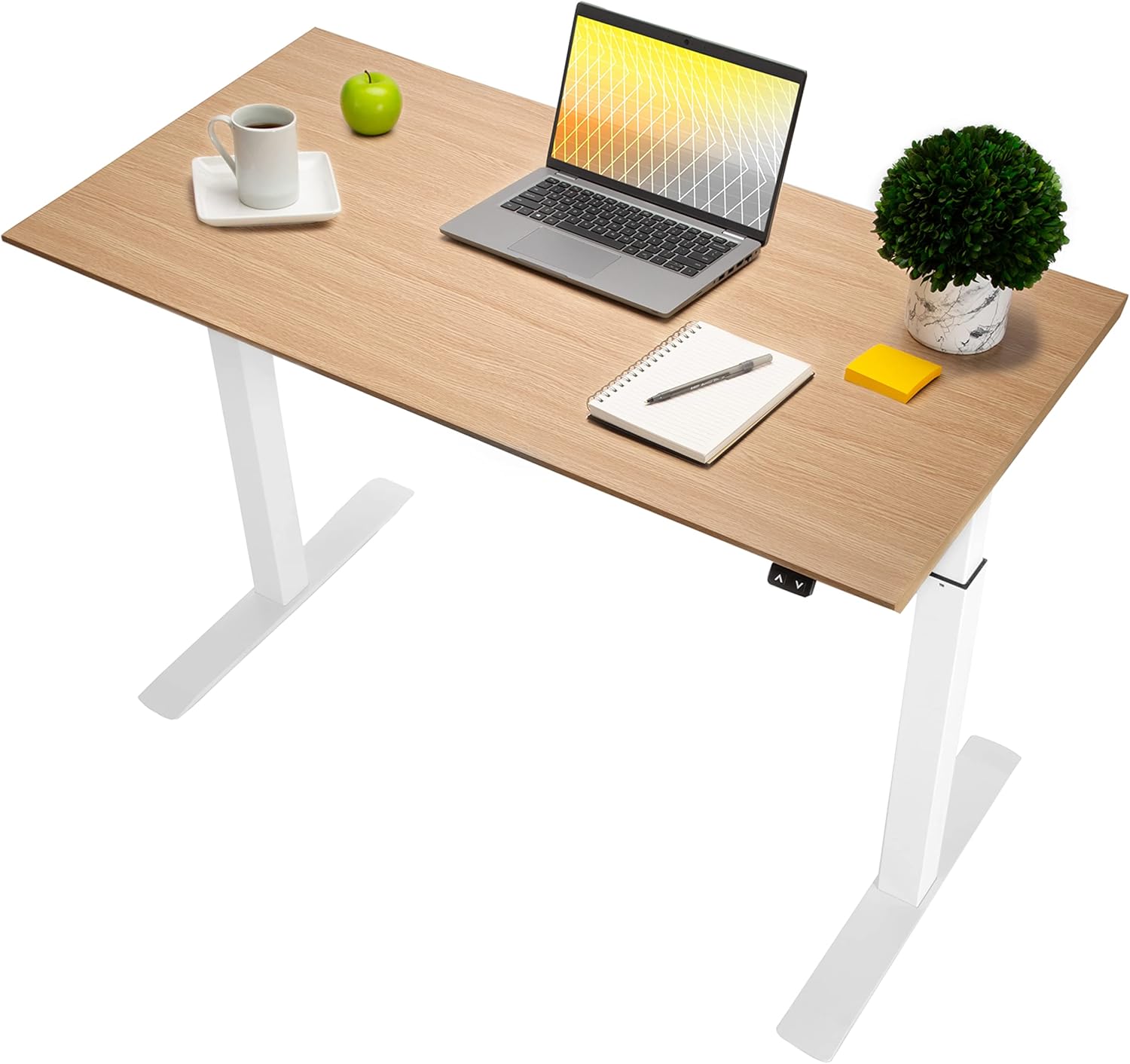 Seville Classics Airlift S2 Electric Adjustable Solid One-Piece Table Top Desk Home & Office Sit Stand Workstation Furniture, 47