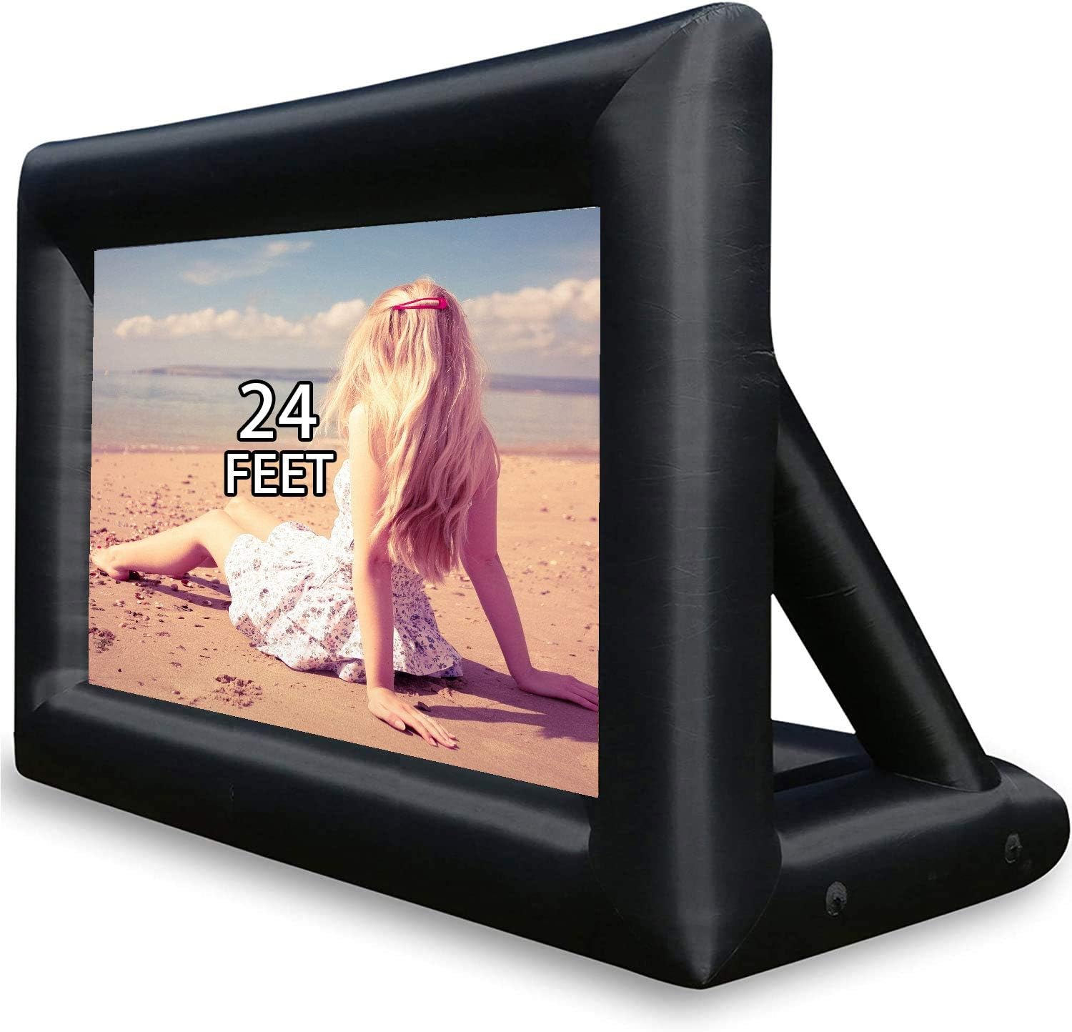 Inflatable Movie Screen-CLQFDT 24Feet Outdoor Inflatable Movie Projector Screen -Includes a Powerful Fan, Strapping, Repair Kit, and Storage Bag, Supports Front and Rear Projection, Black (24FT)