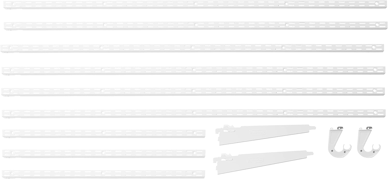 Rubbermaid FastTrack Closet Kit, White, 6-10 Ft., Wire Shelving Kit with Expandable Shelving and Telescoping Rods, Custom Closet Organization System, Easy Installation