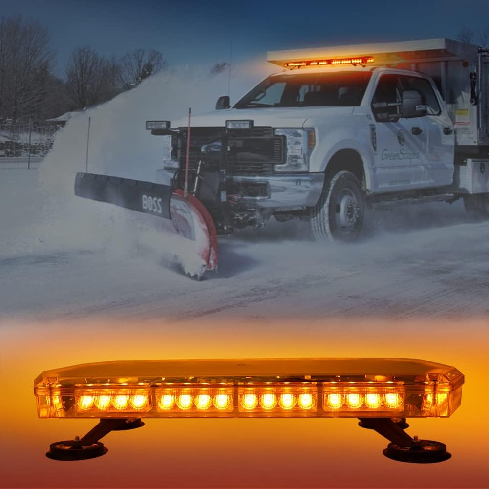 23'' 56 LEDs Emergency Warning Strobe Light Bar, 12-24V Car Roof Light, 16 Flash Modes Recovery Flashing Beacon Light bar with 5m Cable and Double Switch for Snow Plow, Cars, Vans