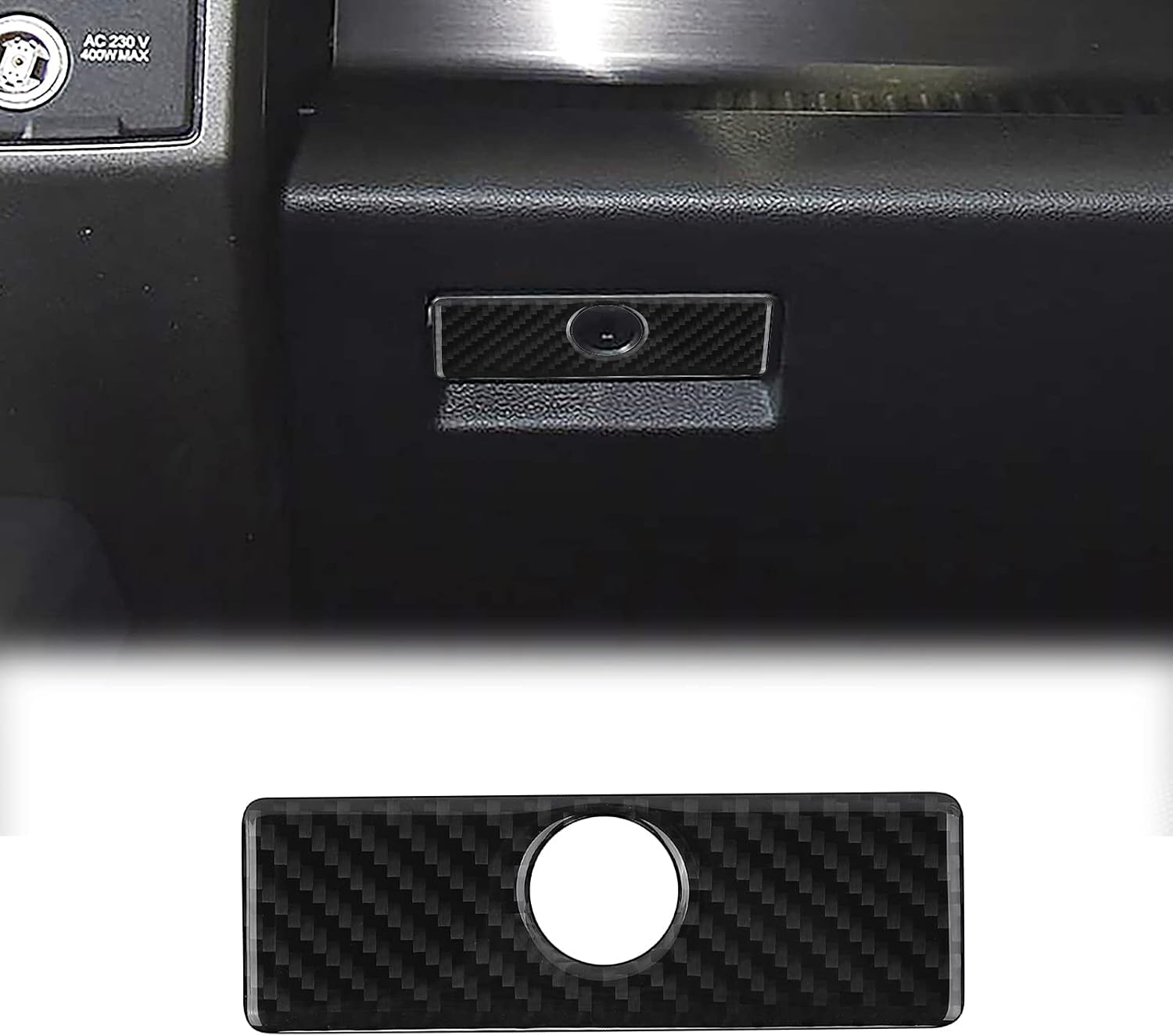 LANZMYAN Compatible with Storage Box Panel Sticker Carbon Fiber Passenger Seat Storage Box Trim Cover Interior Accessories for Ford F150 2015 2016 2017 2018 2019 2020 Black