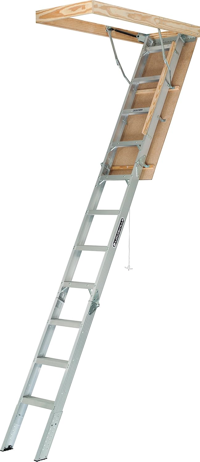Louisville Ladder AA2210 Elite Aluminum Attic Ladder, 375 Pound Load Capacity, 22-1/2 x 54