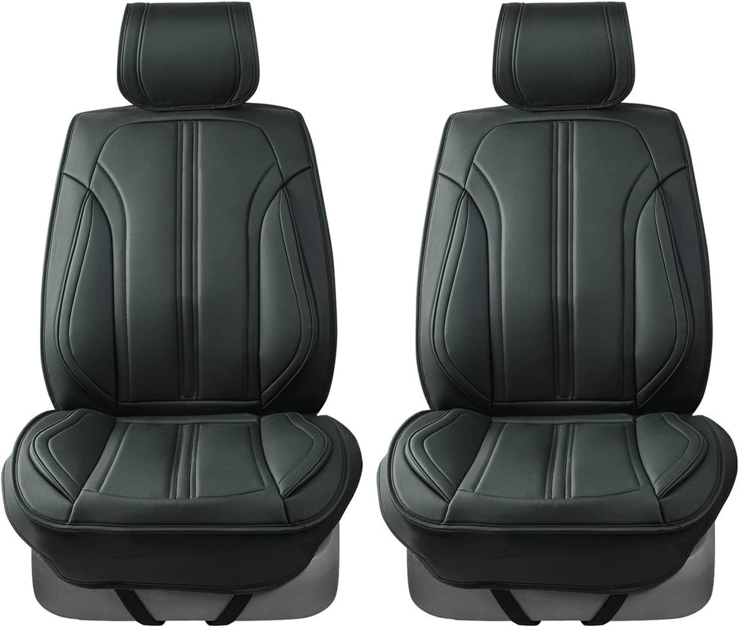 August Auto Premium Leather Sporty Universal Fit Two Front Car Seat Covers, fit for Most Sedan SUV Truck (Black&Cayenne)