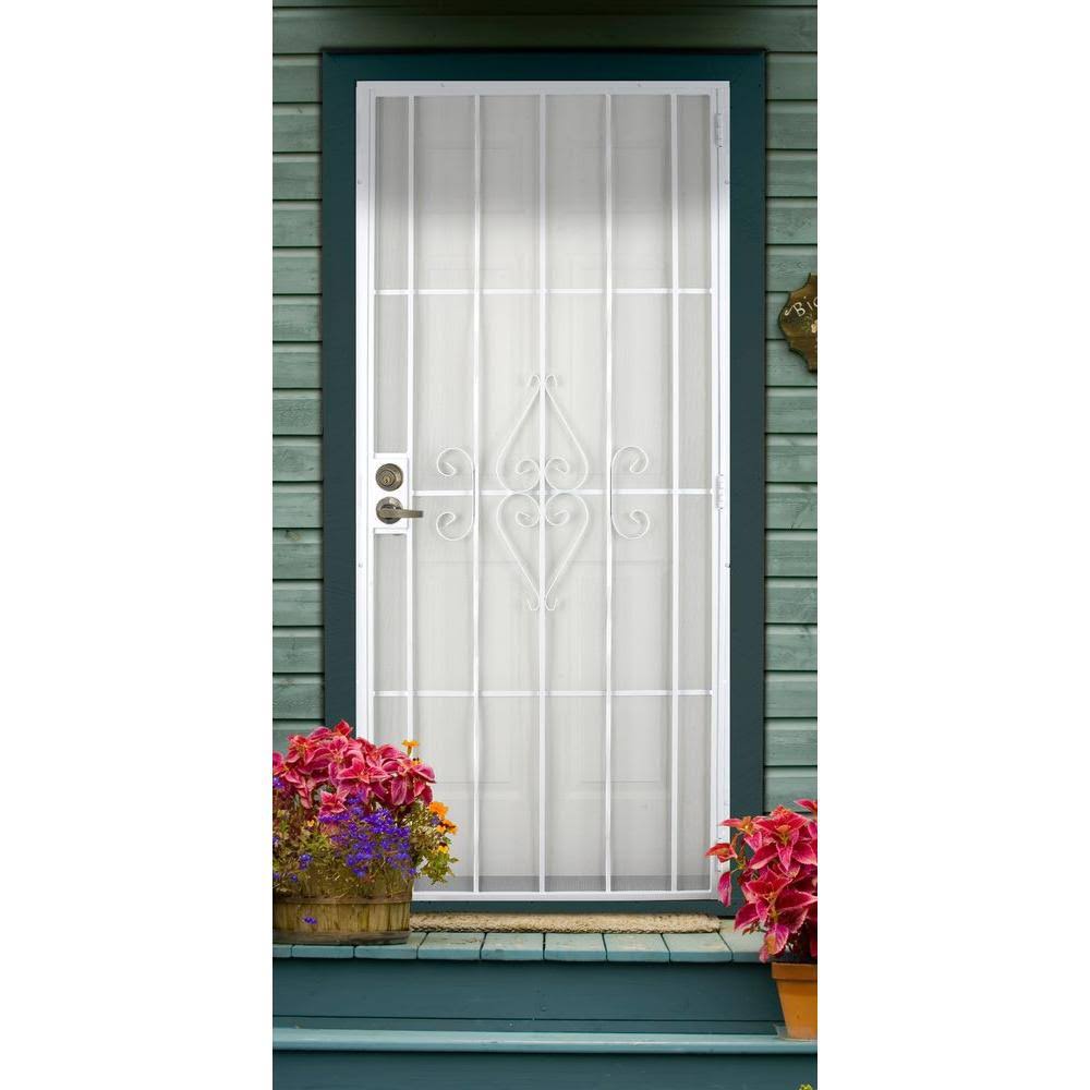 Titan 36 in. x 80 in. Su Casa White Surface Mount Outswing Steel Security Door with Expanded Metal Screen, 5SH202WHITE36