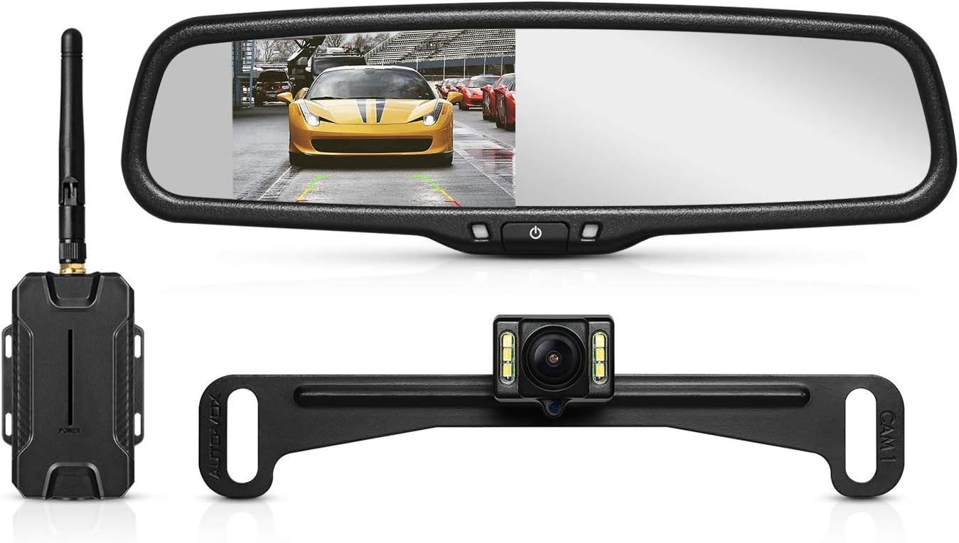 AUTO-VOX T1400 Upgrade Wireless Backup Camera for Car/Trucks,No Wiring, No Interference, OEM Look Rear View Mirror Camera Monitor with IP 68 Waterproof Super Night Vision Back Up Camera
