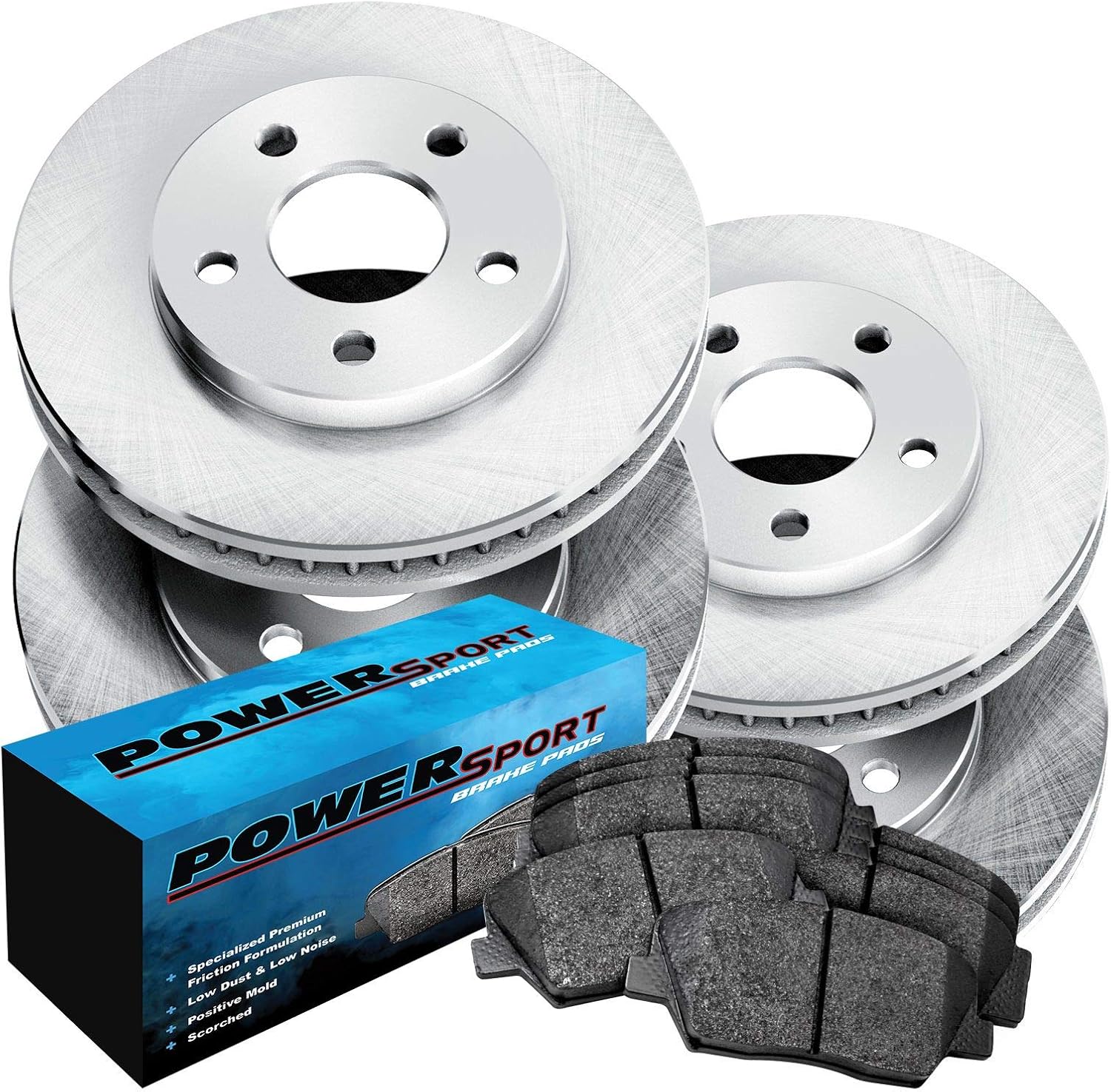 PowerSport Front Rear Brakes and Rotors Kit |Front Rear Brake Pads| Brake Rotors and Pads| Semi Metallic Brake Pads and Rotors |fits 1994-1997 Chevrolet Camaro, 1994-1997 Pontiac Firebird