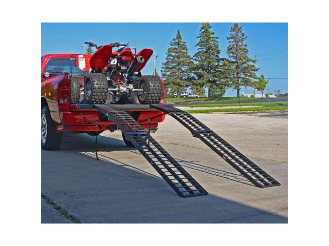 Arched Aluminum Folding ATV Lawn Mower Ramps, Black, 120