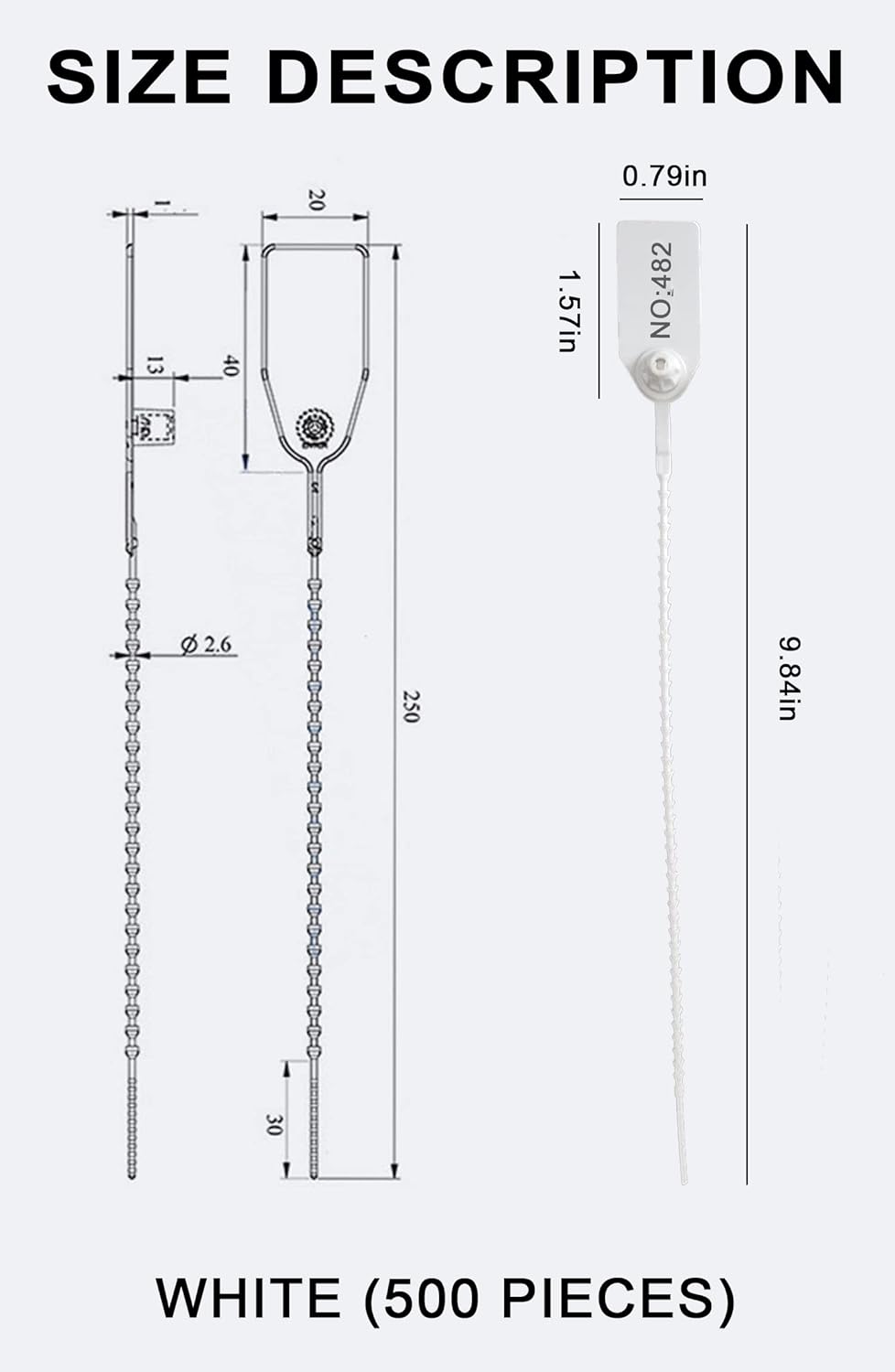 Plastic Security Seals Tamper Tags Disposable Signage Numbered 9.84