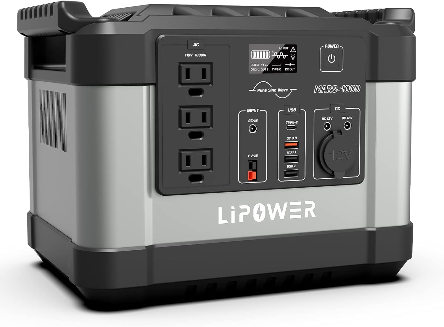 Portable Power Station 1000W(1100Wh/300000mAh), LIPOWER Solar Generator Backup Power Supply for Home, Outdoors Camping Travel, Emergency Battery with 3 110V Pure Sine Wave AC Outlet (Blue)