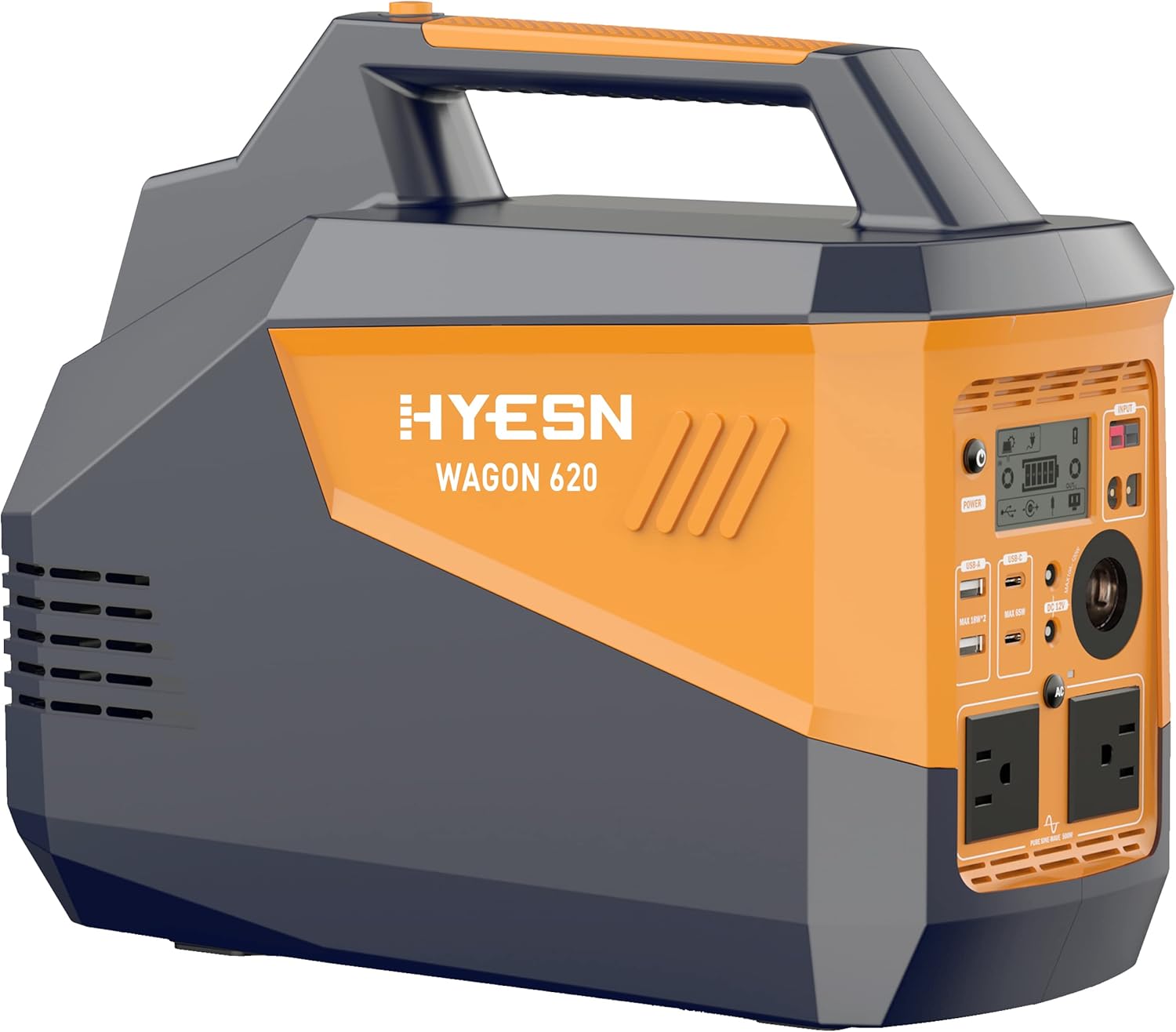 HYESN Portable Power Station 500W Outdoor Solar Generators 618Wh Backup Lithium Battery Power Multiple Devices, Peak 2500W Pure Sine Wave 110V AC Outlet for CPAP Camping Adventure Emergency