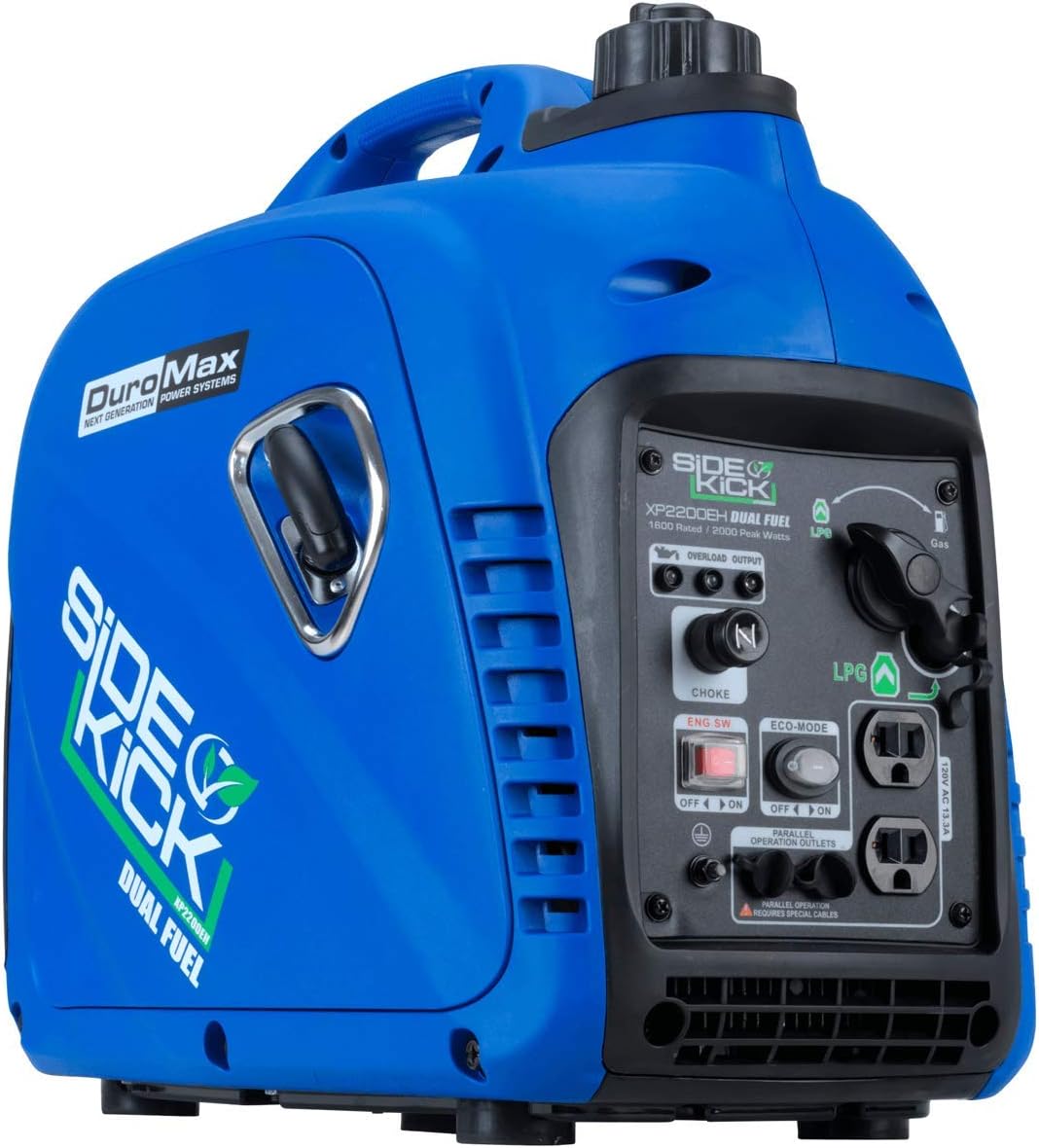 DuroMax XP4500iH 4500-Watt 223cc Dual Fuel Digital Inverter Hybrid Portable Generator, Black/Blue