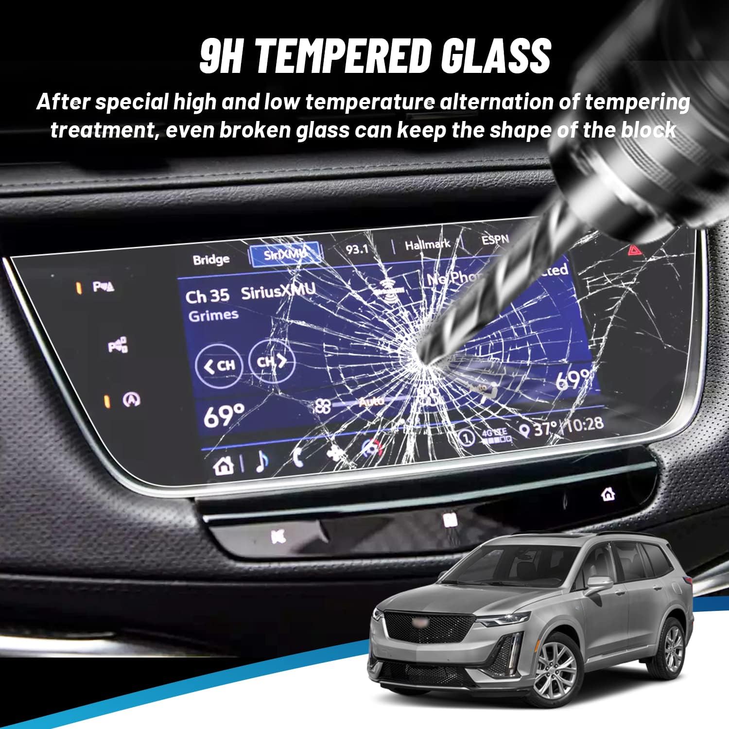 Compatible With Cadillac XT5 XT6 2019-2021 2022 Premium Tempered Glass Screen Protector - Anti-Glare Scratch Fingerprint Navigation Protection