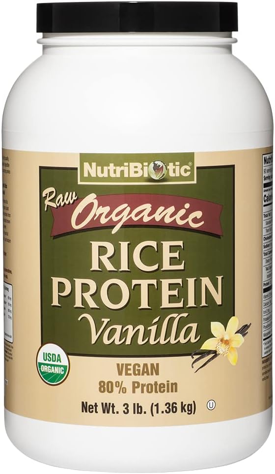 NutriBiotic Certified Organic Rice Protein Vanilla, 3 Lb. | Low Carbohydrate Vegan Protein Powder | Raw, Certified Kosher & Keto Friendly | Made without Chemicals, GMOs & Gluten | Easy to Digest Pack of 2
