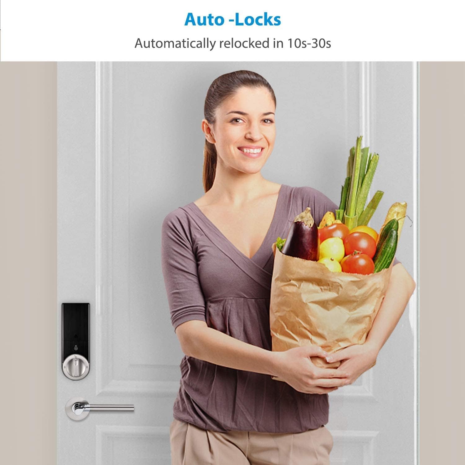 NGTeco Security Smart Deadbolt Lock: 5 in 1 Fingerprint Keyless Entry Door Lock with Auto Relock & Privacy Mode - Bluetooth Electronic Touch Keypad with Tamper Alert Digital Locks Key Fob